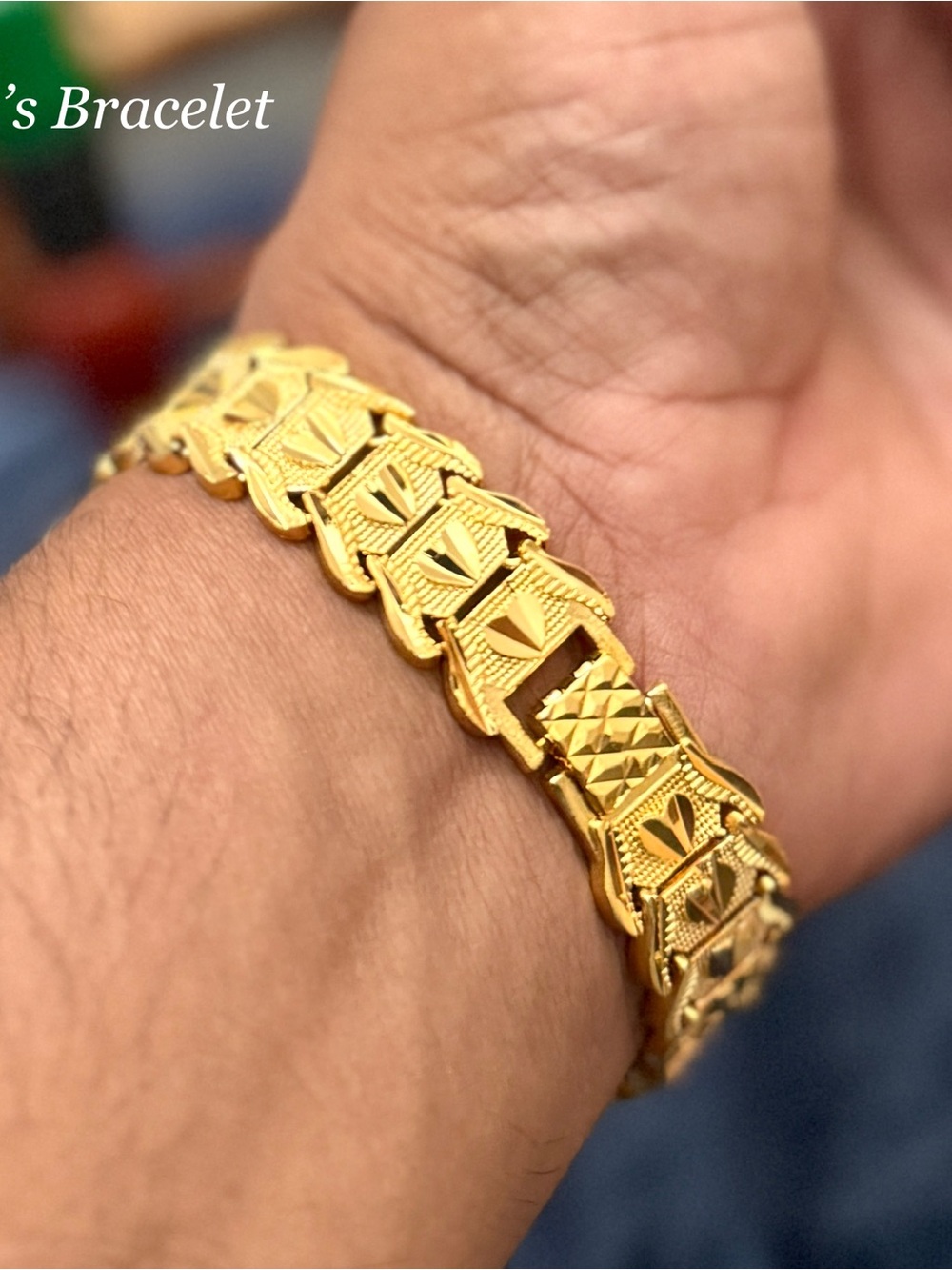 Gold Link Bracelet for Men, 24k Duabi gold plated bracelet, Gift for him